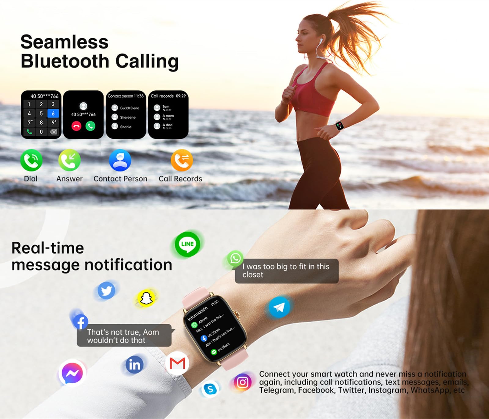 Amazon.com: HCHLQL Smart Watch for Android iOS Phones Compatible